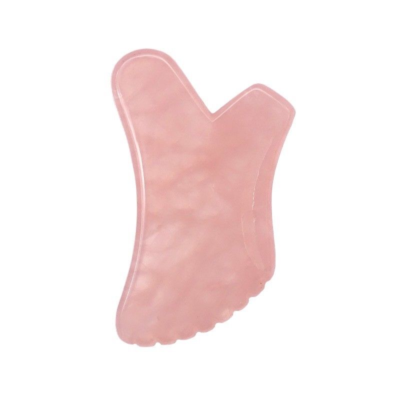 Logotipo personalizado herramienta de masaje corporal natural de cuarzo rosa gua sha para el cuidado personal de la piel y la salud facial