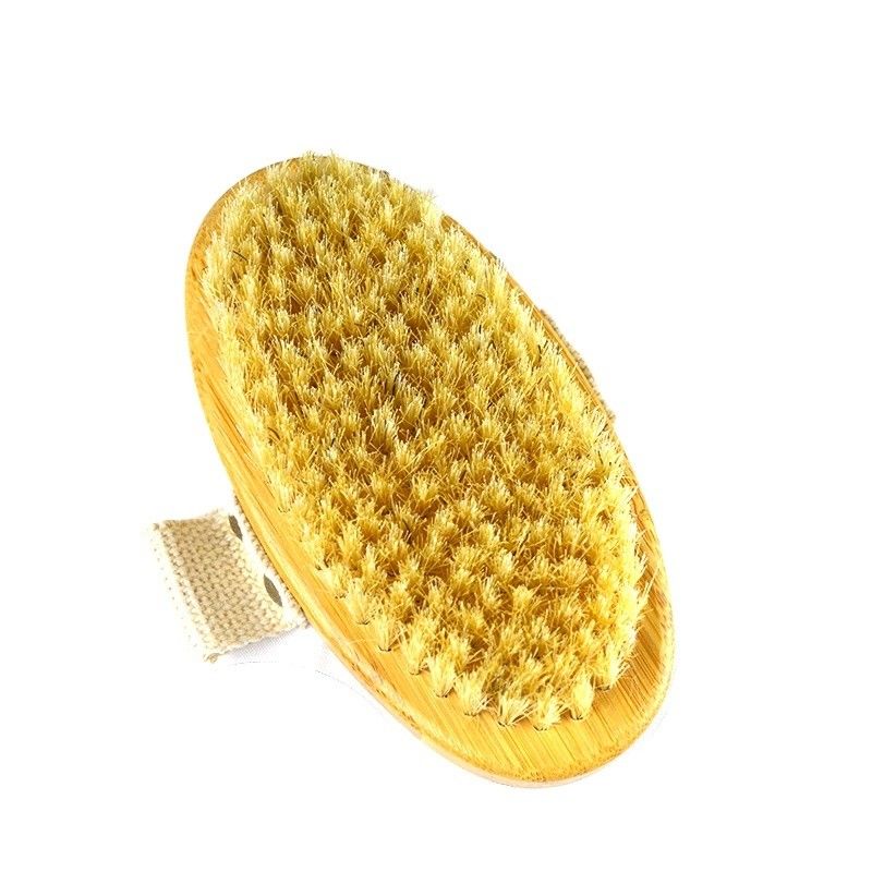 Manilla de madera natural Corazón de jabalí Peinilla exfoliante de bambú Baño de ducha Cepillos de baño Cepillos para secar el cuerpo Cepillos para limpieza profunda