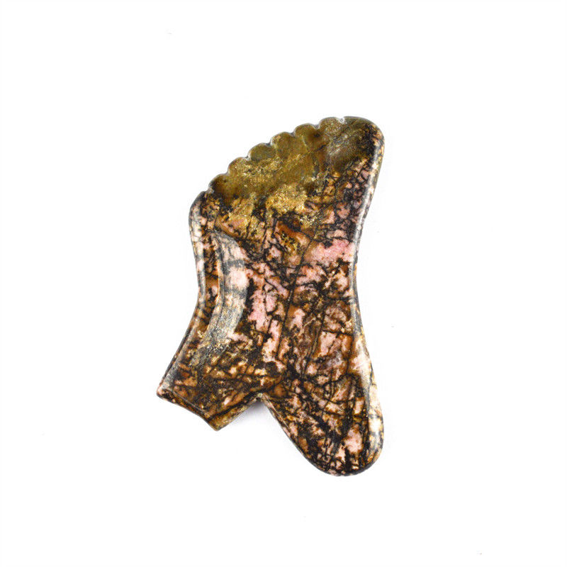Herramienta Gua-Sha de piedra de rodonita personalizable Masajista facial rosa y negro para alivio del cuello / hombro / espalda / pierna