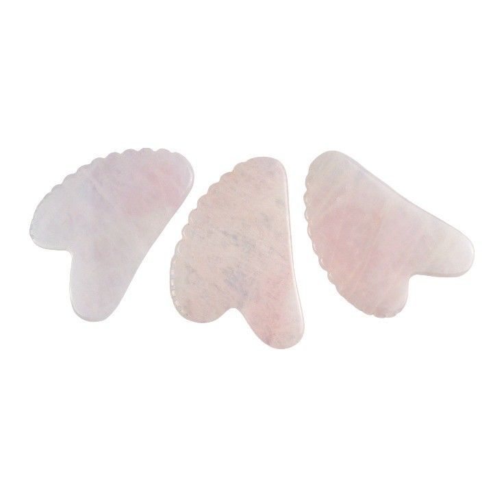 Masajista facial en forma de corazón rosa de cuarzo rosa Gua Sha herramienta de masaje con dientes de piel cristalina masajista de belleza 2024