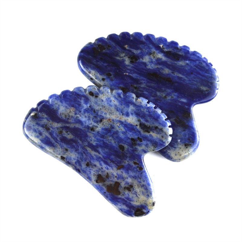 Herramienta de levantamiento facial Forma de corazón Piedra de Gua Sha Sodalita Natural para el cuidado personal y la relajación del cuerpo