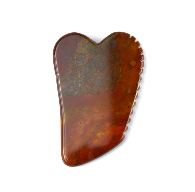 Función de masaje muscular 2024 Mookaite Rojo Natural Caliente Jaspe Gua Sha Masajista Logotipo personalizado Cuidado de la piel Antienvejecimiento Curación Piedra Raspado Herramientas de masaje