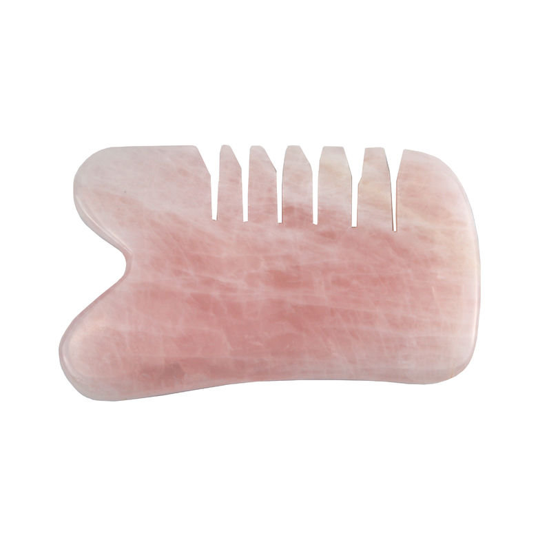 Masaje de la cabeza Rosa Cuarzo Gua Sha Peinado para el cabello Herramienta para el cuidado personal de la piel Spa Elevación facial
