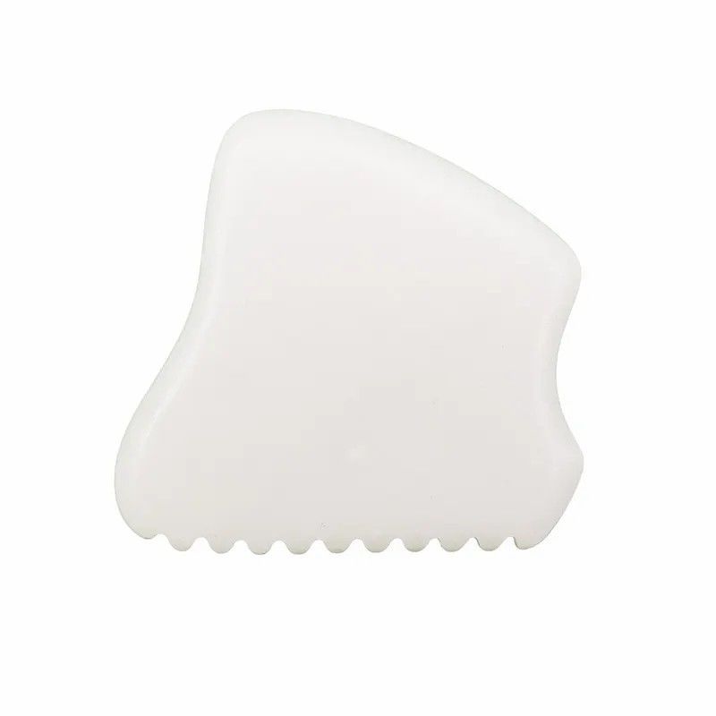 Logotipo personalizado 2024 White Jade Gua Sha Herramientas para masaje facial y del cuello Masajista caliente Modo de masaje No abk-2051