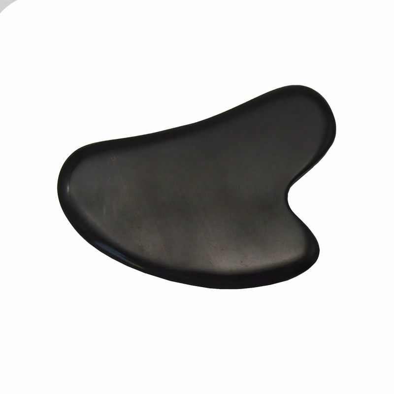 8*6cm Natural Piedra Bian Negro Forma de Corazón Gua Sha Herramienta de Masaje para Masaje Facial y Meditación