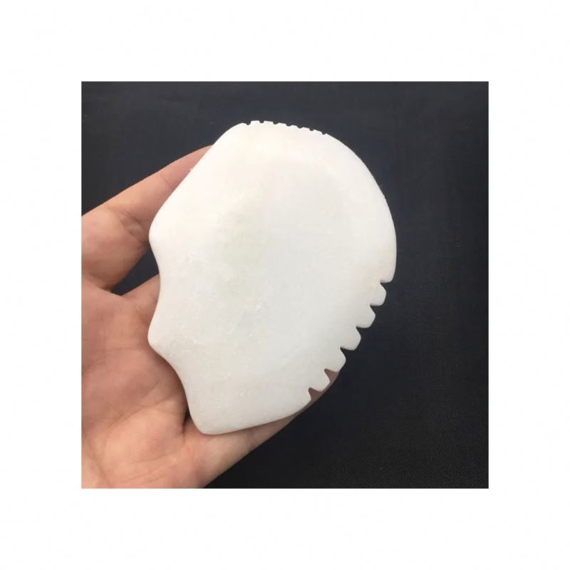 Jade Gua Sha tablero para masaje de cara y cuerpo Jade blanco herramienta de raspado masajista