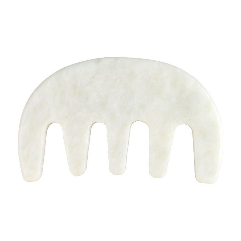 Masajeador de cabeza de spa chino natural blanco Xiuyan Jade Gua Sha Peinado de raspado para 2024 Herramientas de masaje de tendencia