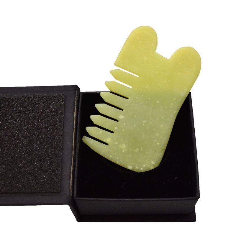 Cuidado de la salud del cuerpo Masaje Natural Xiu Yan Jade Stone raspado Guasha Peinado Cabello Facial Cuero cabelludo Gua Sha Cepillado Herramientas para la cabeza
