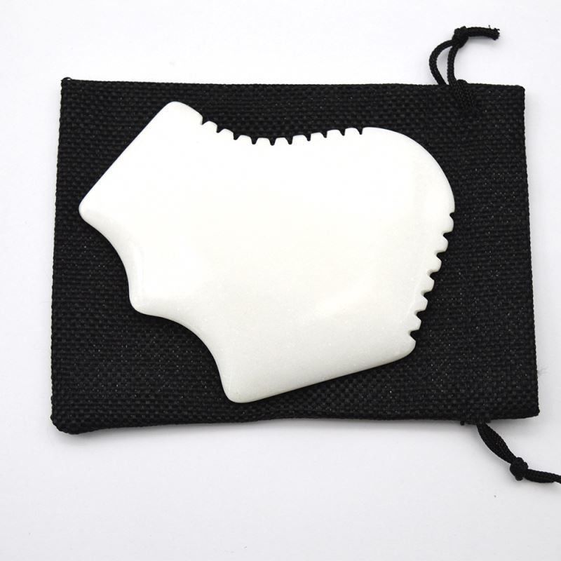 Masajista corporal de jade blanco personalizado Confortable Gua Sha Masaje facial herramienta de tabla para mejorar la circulación del cuerpo