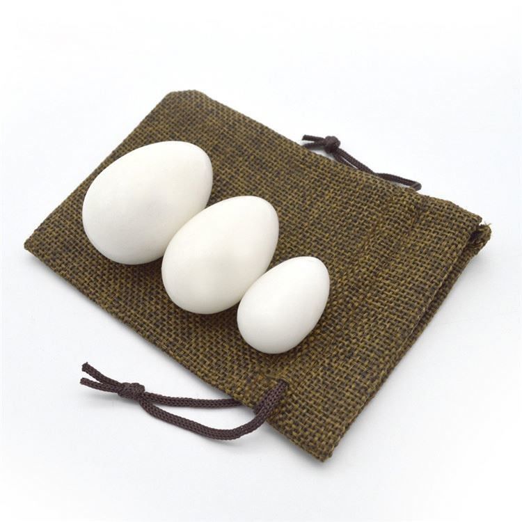 Cuerpo 45 * 30mm huevos de Yoni de jade blanco conjunto de tensar los músculos vaginales y piedras de curación para el ejercicio de Kegel