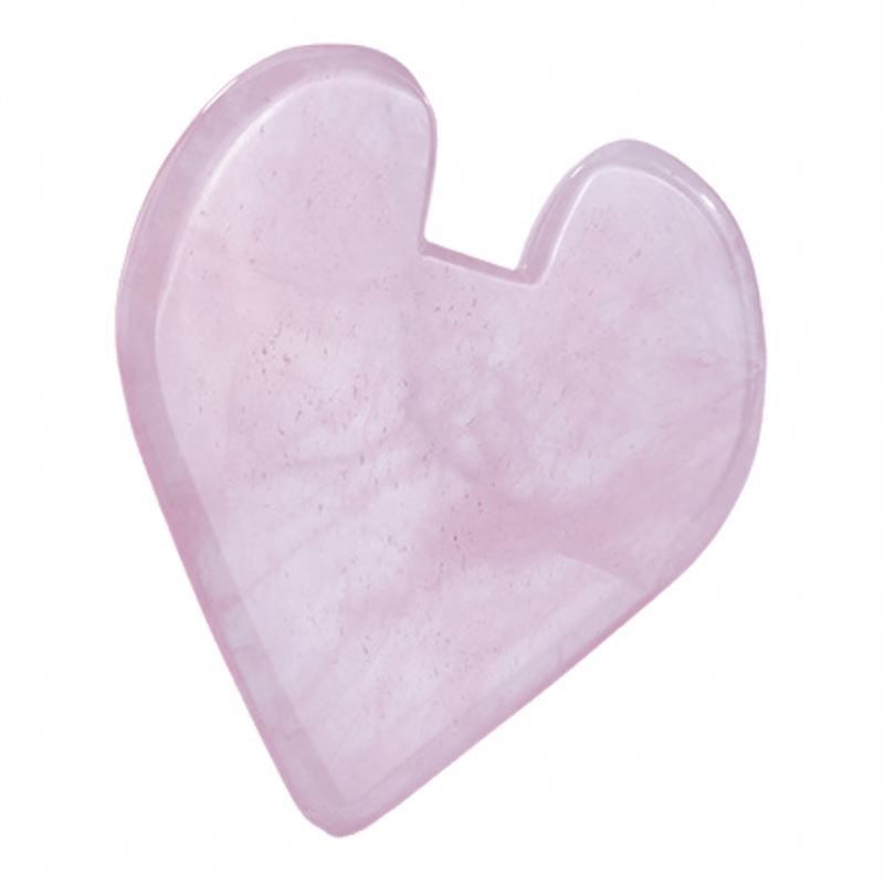 Logotipo Personalizado Logotipo disponible en cuarzo rosa piedra Gua Sha en forma de corazón para cuidado de la piel y masajeador corporal