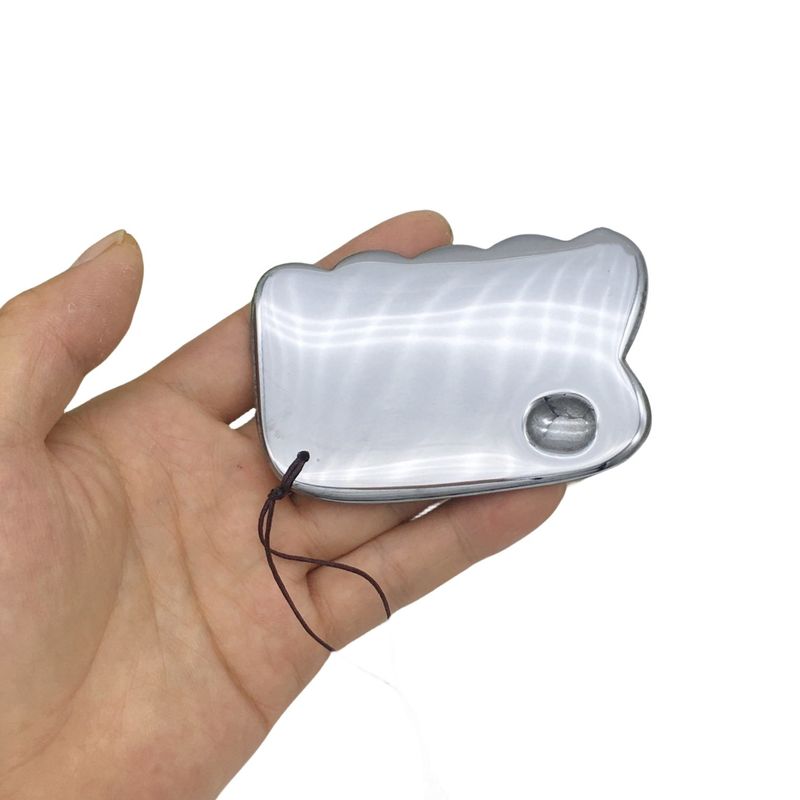 Tipo Terahertz Placa de raspado herramienta de masaje Gua Sha Guasha Tabla para masajeador de cuerpo de espalda Plata