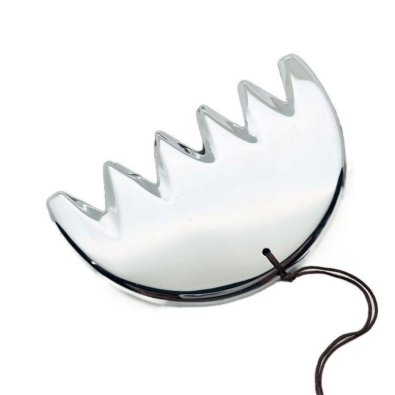 Masaje corporal Plata Seis dientes Terahertz Gua Sha Junta Peinado para el cuero cabelludo Guasha Energía Piedra Masajeador de cabeza Salón de belleza