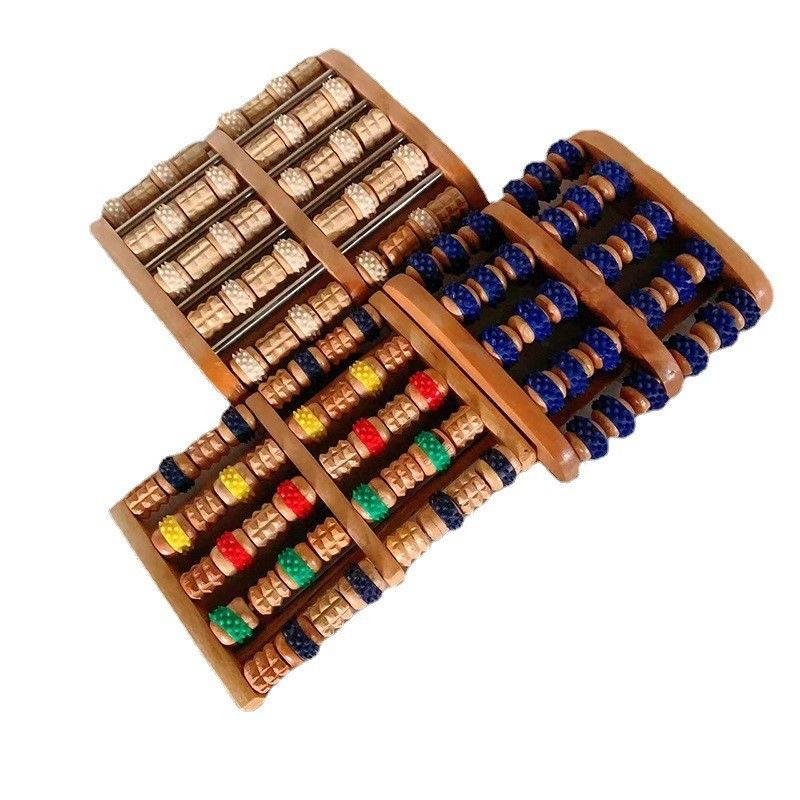Pedicuras de herramientas de madera Terapia de pies Meridiano Masajista de caucho de color Roller de pie de madera para masaje de pies y meridiano