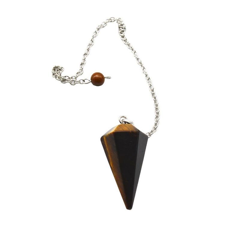 Exquisito ojo de tigre natural chakra péndulo colgante de cristal collar para hombres y mujeres bohemia