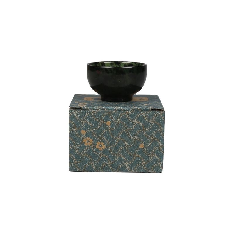 Tipo de grabado 100% de cuenco de jade natural chino de jade verde oscuro cuenco de jade tallado a mano para mejoras de decoración del hogar