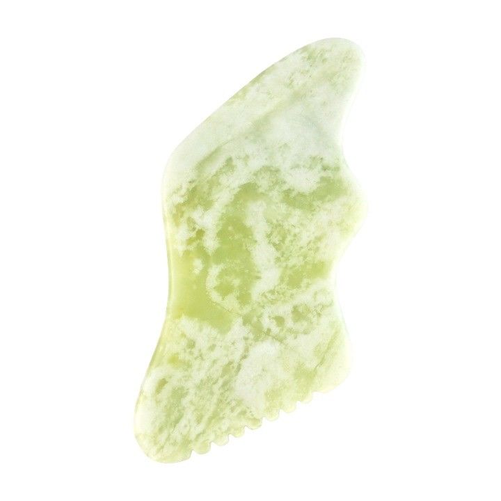 Masajista corporal Guasha de jade verde natural para antienvejecimiento chino Xiuyan Jade forma de relámpago Gua Sha herramienta de masaje de raspado