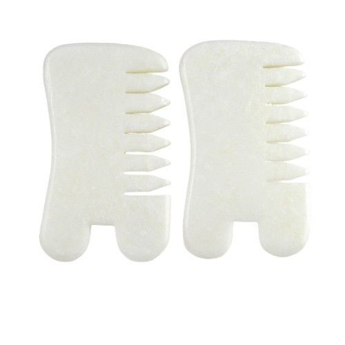 Natural Xiuyan Jade Gua Sha Cuero cabelludo Peinado de masaje Guasha Masajeador de la cabeza del cabello Salón de belleza de cuidado de la salud Herramienta para el masaje muscular