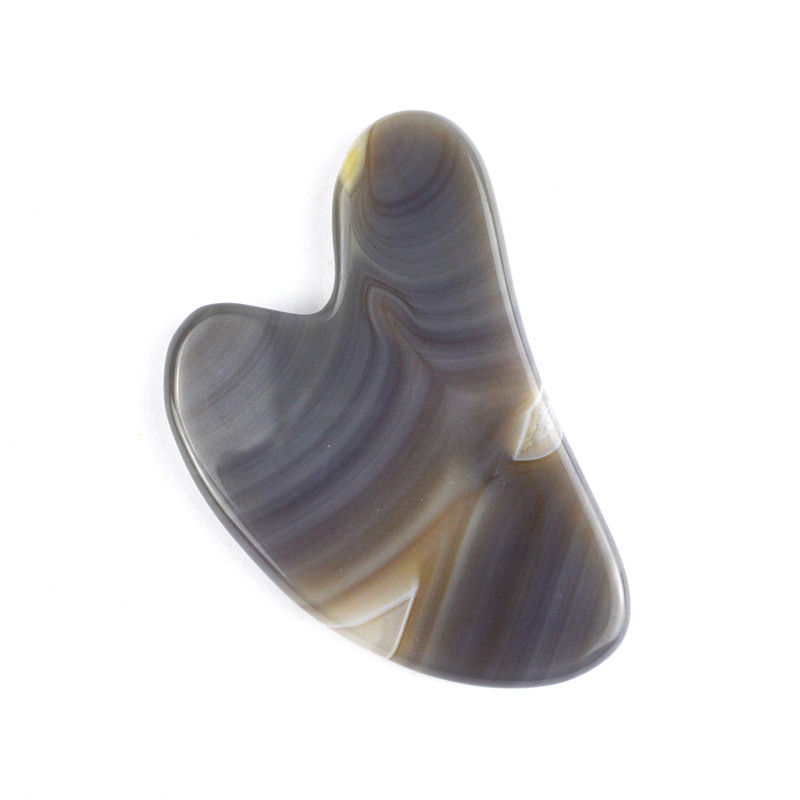 Herramientas de masaje Cuidado de la piel Facial Guasha con 100% de verdadero Agate Gris Natural Facial Guasha Herramienta y Gris Jade Gus Sha Stone Masajador