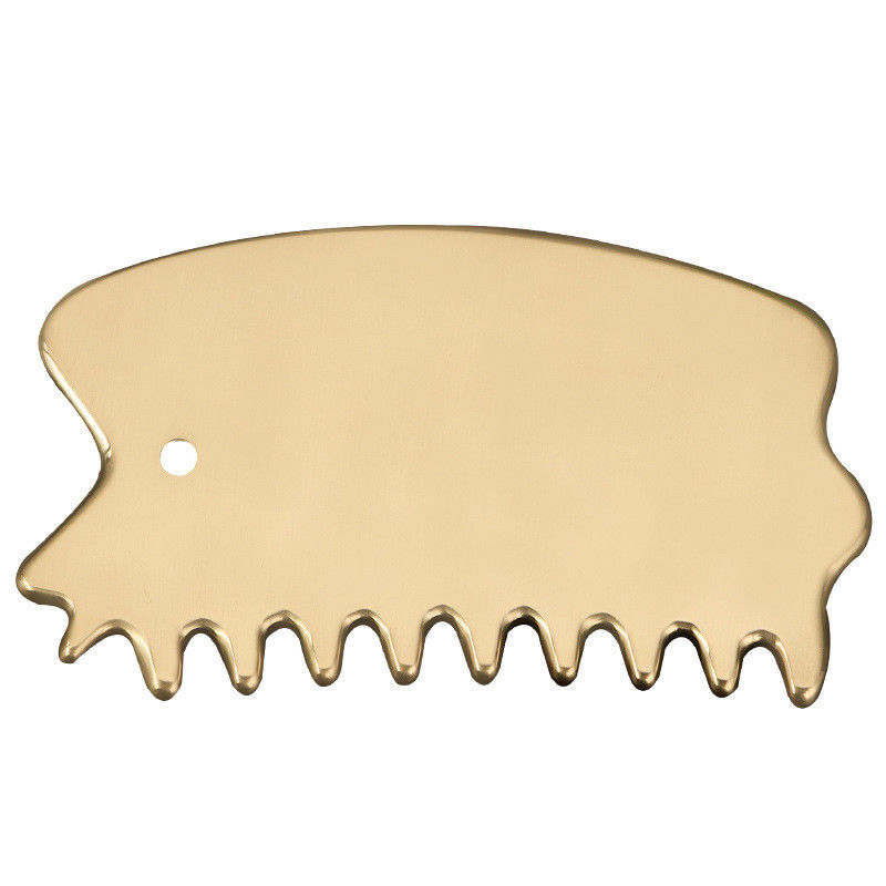 Herramienta de masaje de músculos del cuerpo de latón natural Gua Sha Junta de cuero cabelludo peine Guasha Piedra de la cabeza masajeador de cabello Salón de belleza