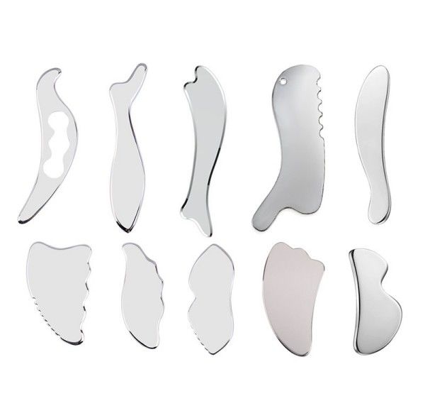 Masajeador corporal y facial de moda de acero inoxidable Gua Sha Tabla de masaje para la revitalización de la piel