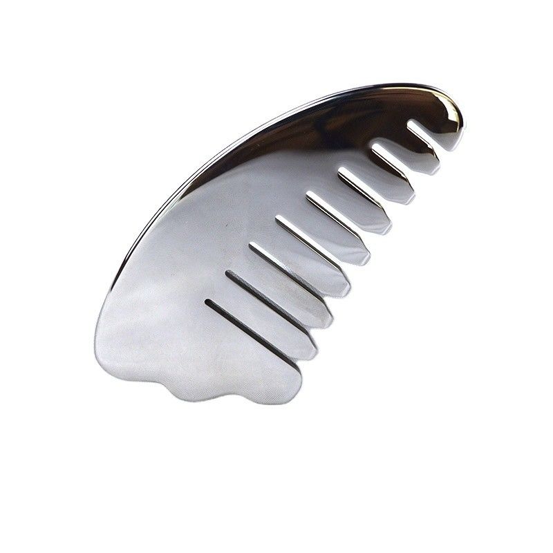Cuerno de plata en forma de acero inoxidable Gua Sha Cuero cabelludo Peinado de masaje Guasha Cabeza de piedra Masajista de cabello Salón de belleza