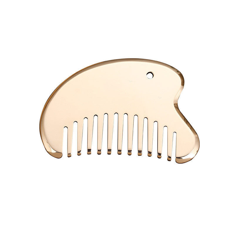Oro de latón natural Gua Sha herramienta de tablero para el masaje de la cabeza peine Guasha piedra cabeza masajista de cabello Salón de belleza