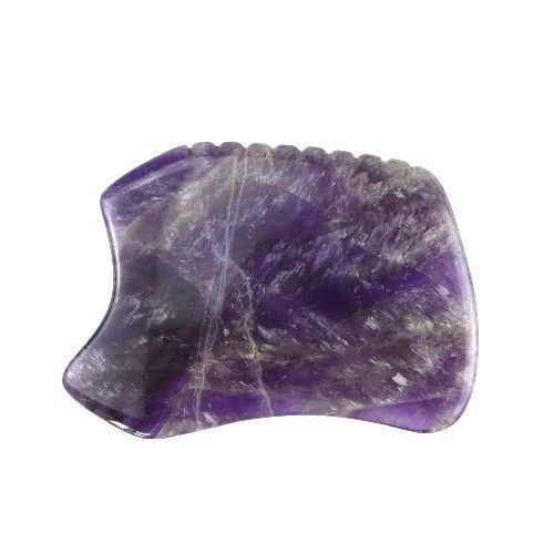 Piedra de raspado púrpura Gua Sha herramienta de masaje para la placa de Guasha facial de cristal de amatista y jade natural