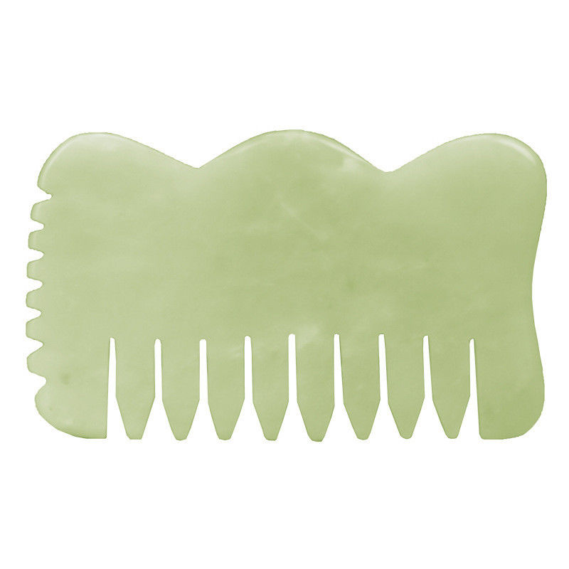 Natural Xiuyan Jade Gua Sha Acupoint Masaje Peinado para el cabello para relajación de la cabeza Guasha Peinado