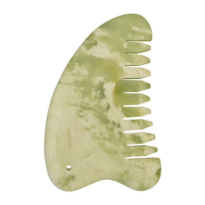 Equipo de masaje de la cabeza Xiuyan natural de jade Gua Sha Acupoint masaje de pelo peine de la cabeza masajeador masaje muscular función
