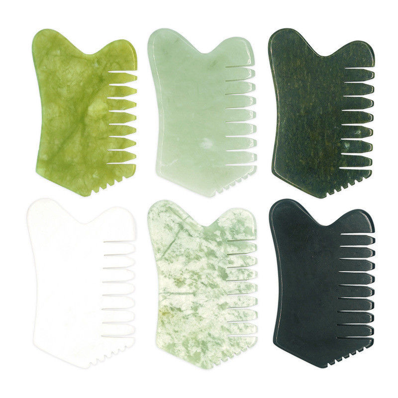 Cabello de la cabeza Masajistas de la cabeza con acupuntura Terapia de la cabeza Tratamiento de puntos de disparo Piedra de Jade Gua Sha Peinado Herramientas de masaje