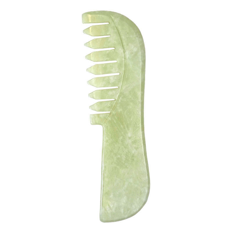 Natural Xiuyan Jade Gua Sha Peinillo de masaje para el cuero cabelludo Jade Piedra de cuidado de la cabeza Masajista de cabello Guasha herramienta de relajación para masaje corporal