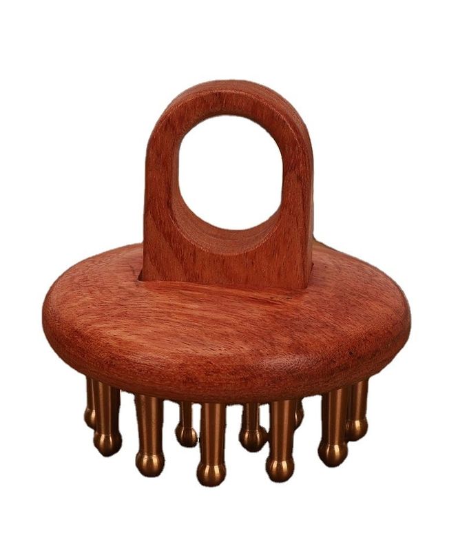 Peinado de cuero cabelludo de madera de cobre pulido Masaje de la cabeza Peinado de cabello de madera para mujeres Peinado de guasha con pulido técnico