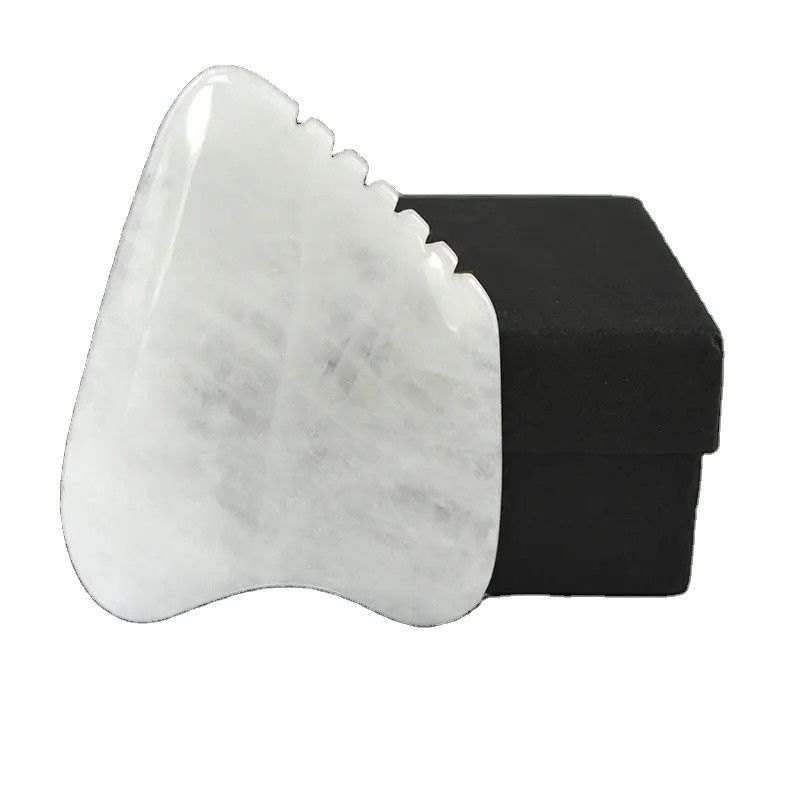 Masajeador corporal Gua Sha Tabla de raspado facial de piedra de jade blanca Guasha herramienta para la cara y SPA equipo de masaje de acupuntura
