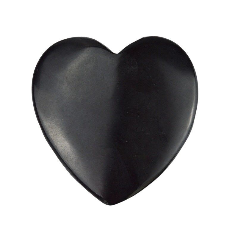 2024 Forma de corazón Natural Negro Piedra Bian Gua Sha Raspado Herramienta de masaje para el drenaje linfático Función de masaje muscular