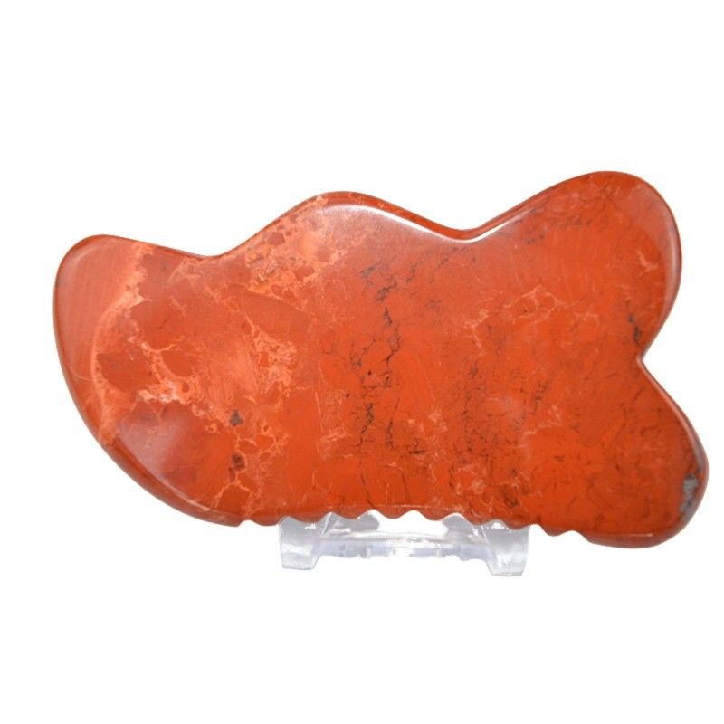 Logotipo personalizado disponible en 2024 Piedra de Jaspe Rojo Gua Sha Masaje de raspadura de tabla para antienvejecimiento y beneficios relajantes musculares