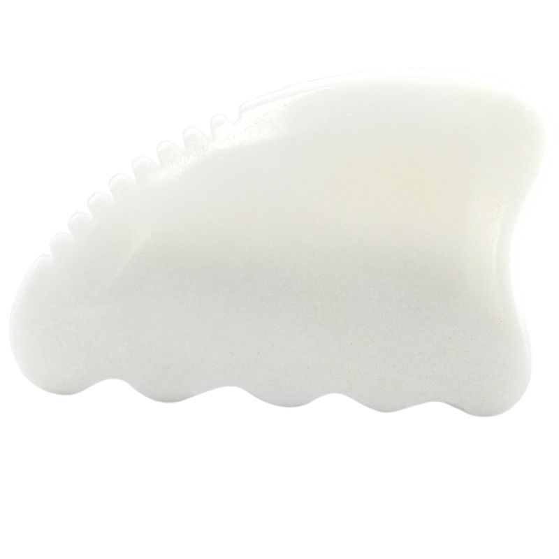 Logotipo personalizado disponible en el masaje facial de piedra Gua Sha de jade blanco para el tratamiento antienvejecimiento