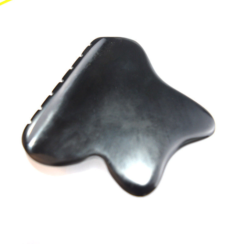 Cabeza de masaje del cuero cabelludo Guasha herramienta Jade Gua Sha Piedra con naturaleza Negro Bianstone Cara Propiedades de Guasha