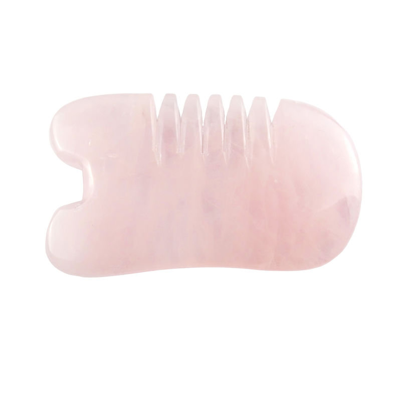 Cuarzo rosa Gua Sha Comb Pez en forma de producto de cuidado de la cabeza para el masaje de cristal natural