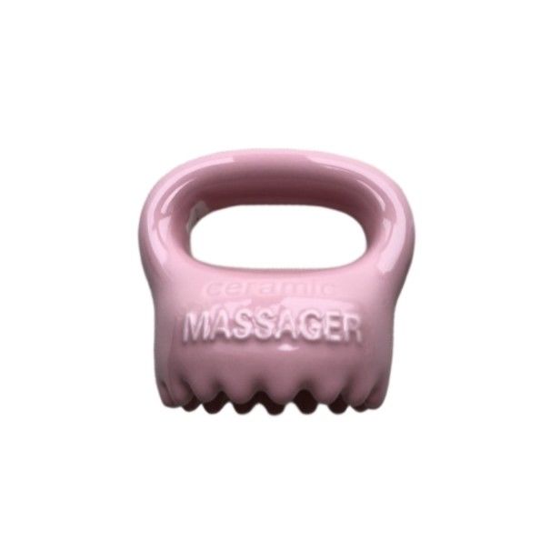 Equipo de masaje corporal de cerámica para el hogar de color rosa Gua Sha Herramienta de masaje para el cuero cabelludo con mango y spa Relajar masajeador de belleza