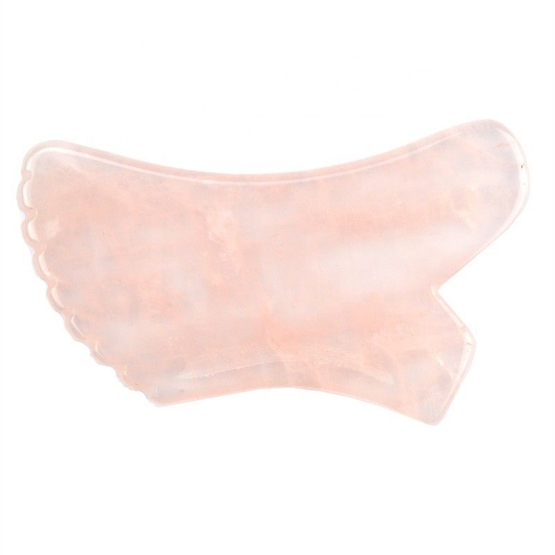 Masajista facial 2024 Piedra de Gua Sha de cuarzo rosa para el cuidado de la piel y el masaje corporal