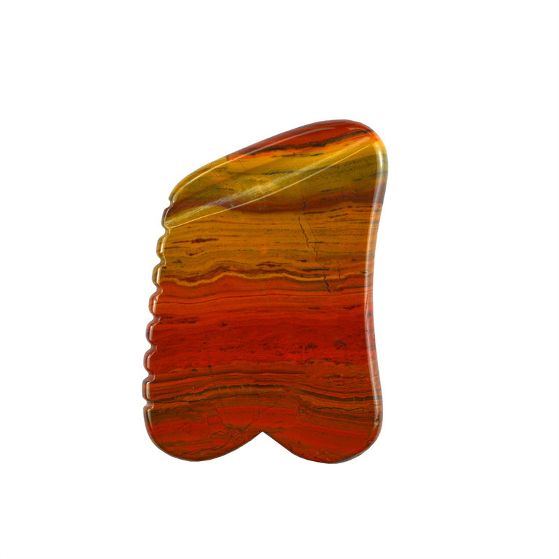 2024 Caliente Natural Rojo Mookaite Jasper Gua Sha Masajista Logotipo personalizado Cuidado de la piel Antienvejecimiento Curación Piedra raspado Herramientas de masaje