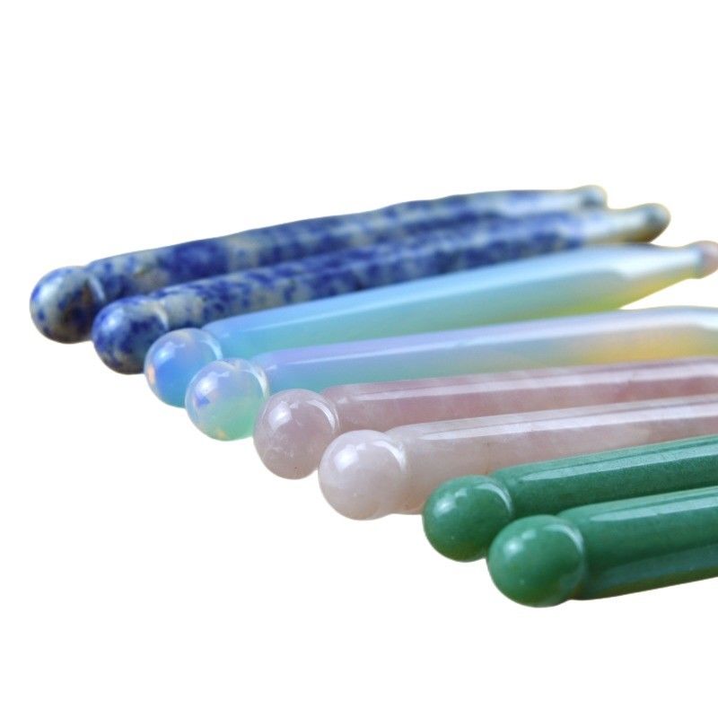 Herramientas de masaje Colorido Natural Cristal Guasha Pluma de masaje Acupuntura Terapia Herramienta para el Cuidado de la Salud del Cuerpo Terapia Gua Sha Bastón de masaje