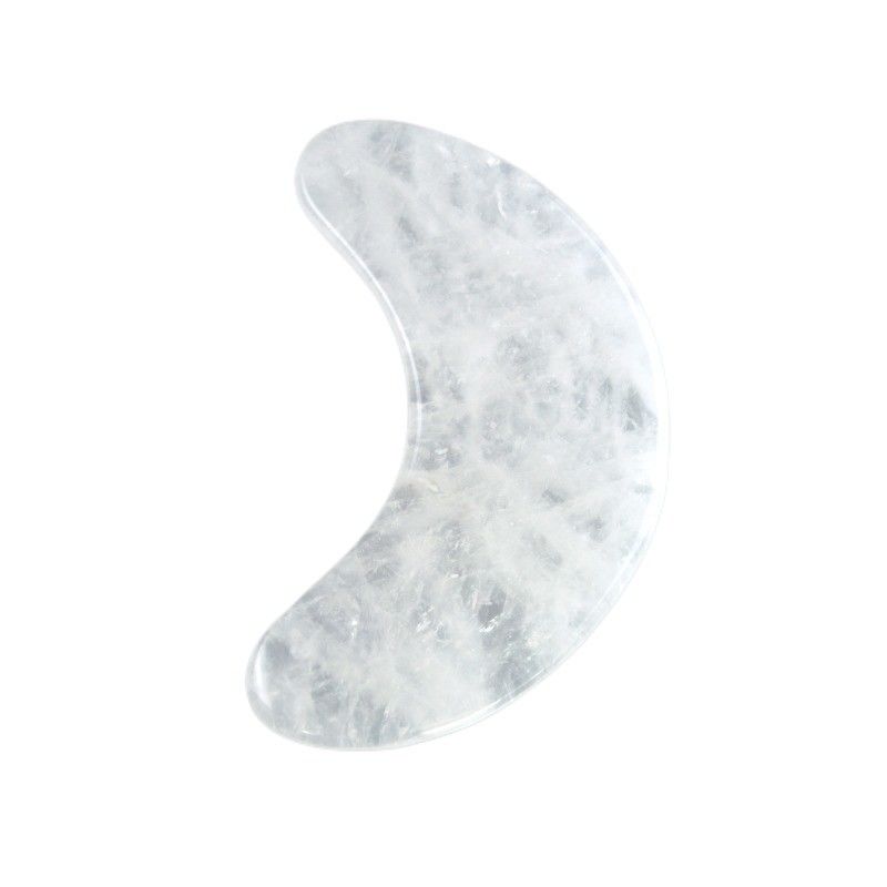 2024 forma de luna claro cuarzo Gua Sha raspado tablero de masaje de piedra Guasha masajeador facial para la salud del cuerpo y el cuidado de la belleza