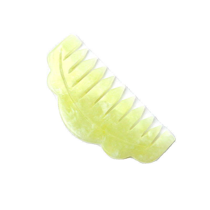 Natural Xiuyan Jade Gua Sha raspado peine de masaje para la terapia de la cabeza y el tratamiento del cabello Herramienta de tratamiento del cuero cabelludo