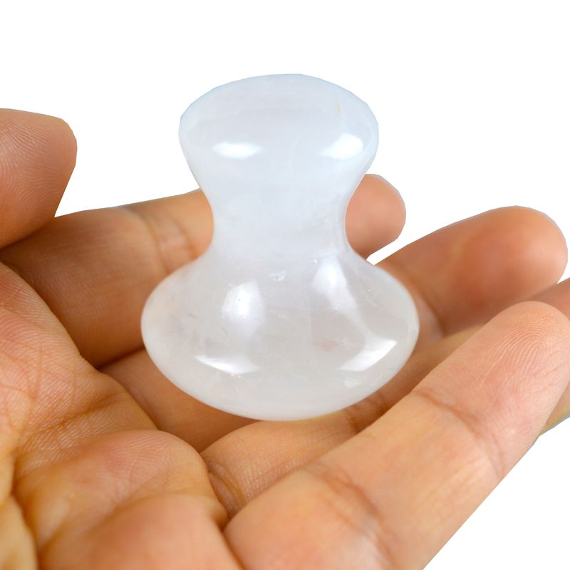 Cuarzo claro Gua Sha para adelgazar la cara y eliminar masaje Cubierta de cuerpo completo 41 * 35mm Forma de piedra de hongo natural