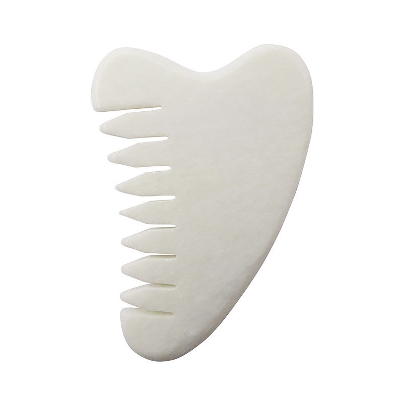 Área de masaje completo del cuerpo Natural Blanco Xiuyan Jade Peinado para el cabello Gua Sha Herramientas Jade Masajista para aliviar la tensión del cuero cabelludo