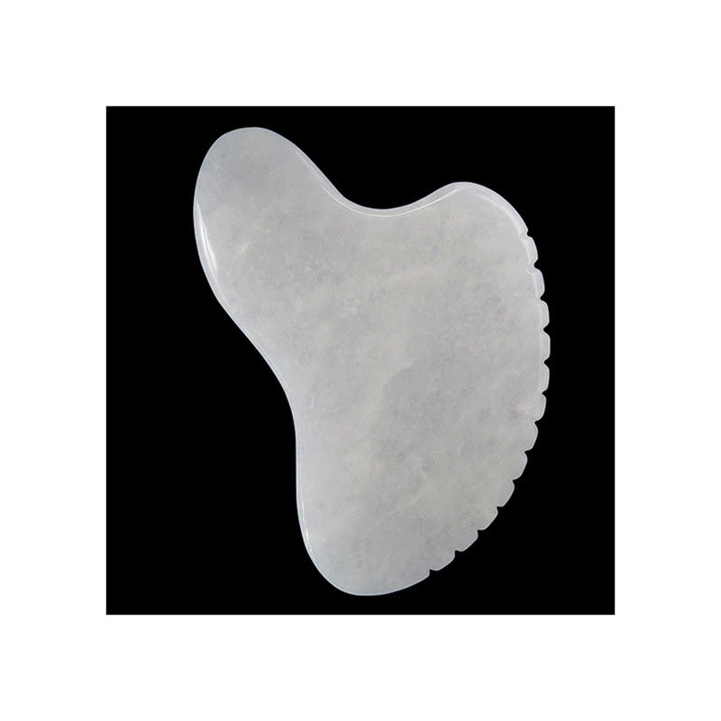 Logotipo personalizado Corazón de cristal en forma de piedra de jade blanca Gua Sha raspado herramienta de masaje para acupuntura terapia masajeador facial