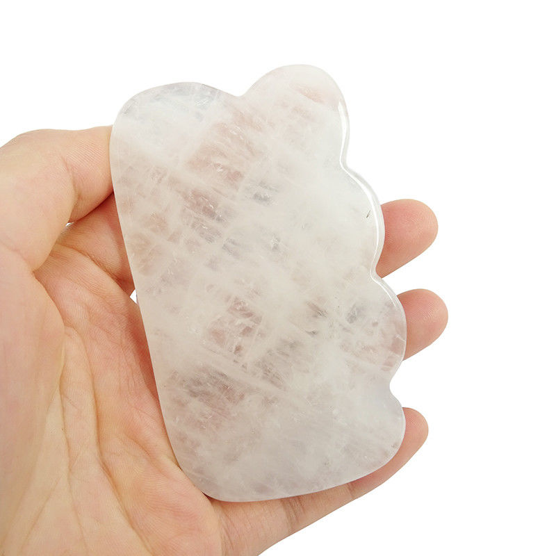 Guasha de cristal blanco Gua Sha de jade natural Guasha herramientas faciales para masaje corporal SPA Acupuntura Cara Cuello y ojos Cuidado de la piel regalo