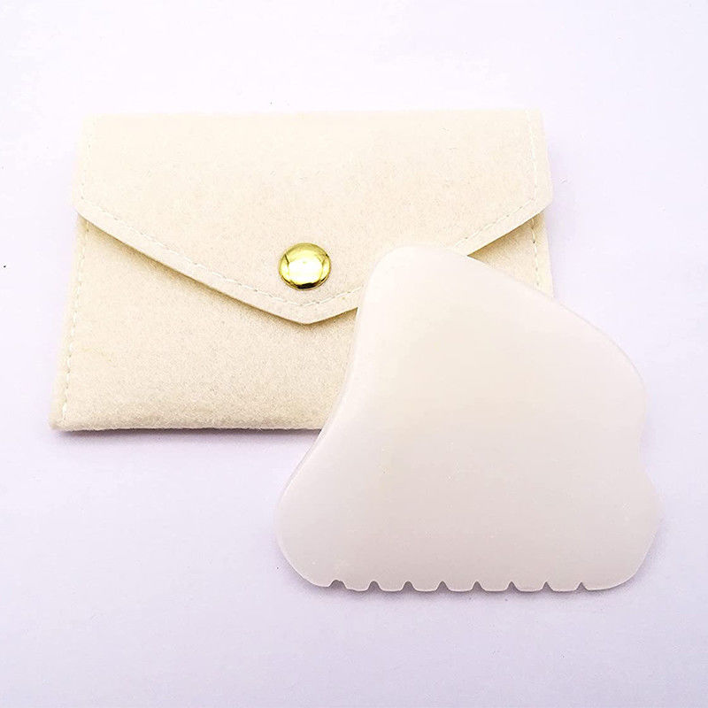 Masajista corporal portátil portátil de jade blanco afgano Gua Sha Board para cuidado facial y corporal personalizable